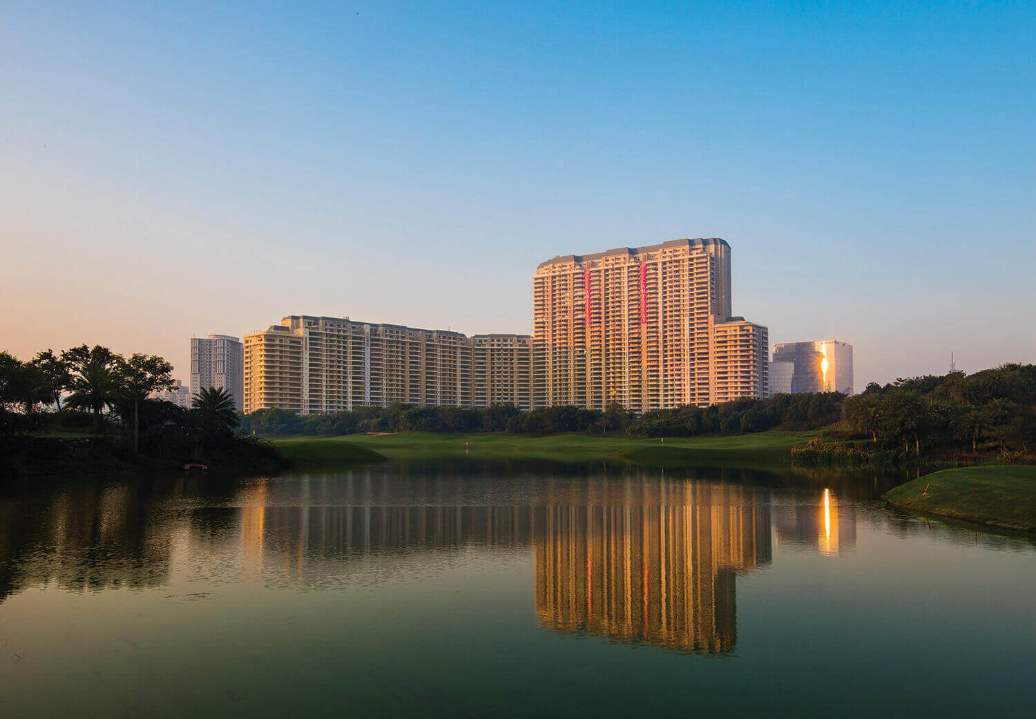 The Camellias residential towers overlooking manicured fairways